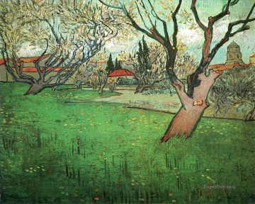 ヴィンセント・ヴァン・ゴッホ Painting - 花の咲くアルルと木々の眺め フィンセント・ファン・ゴッホ